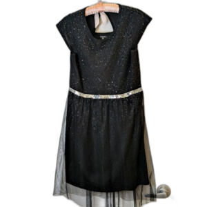 George Sparkle dress Hi-Low Mesh with Sequin silver waist Size 14/16
